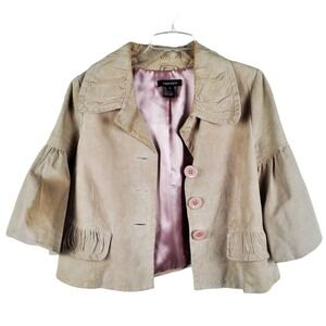 Karen Kane Button Front Closure Leather Collared Bell SleevesWomen Size Medium